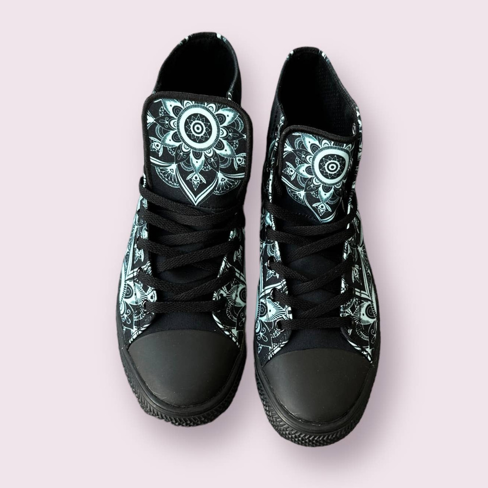 New Raad Skull Mandala High Top Sneakers Skater Urban Sz 10.5 M 12W - Picture 4 of 10